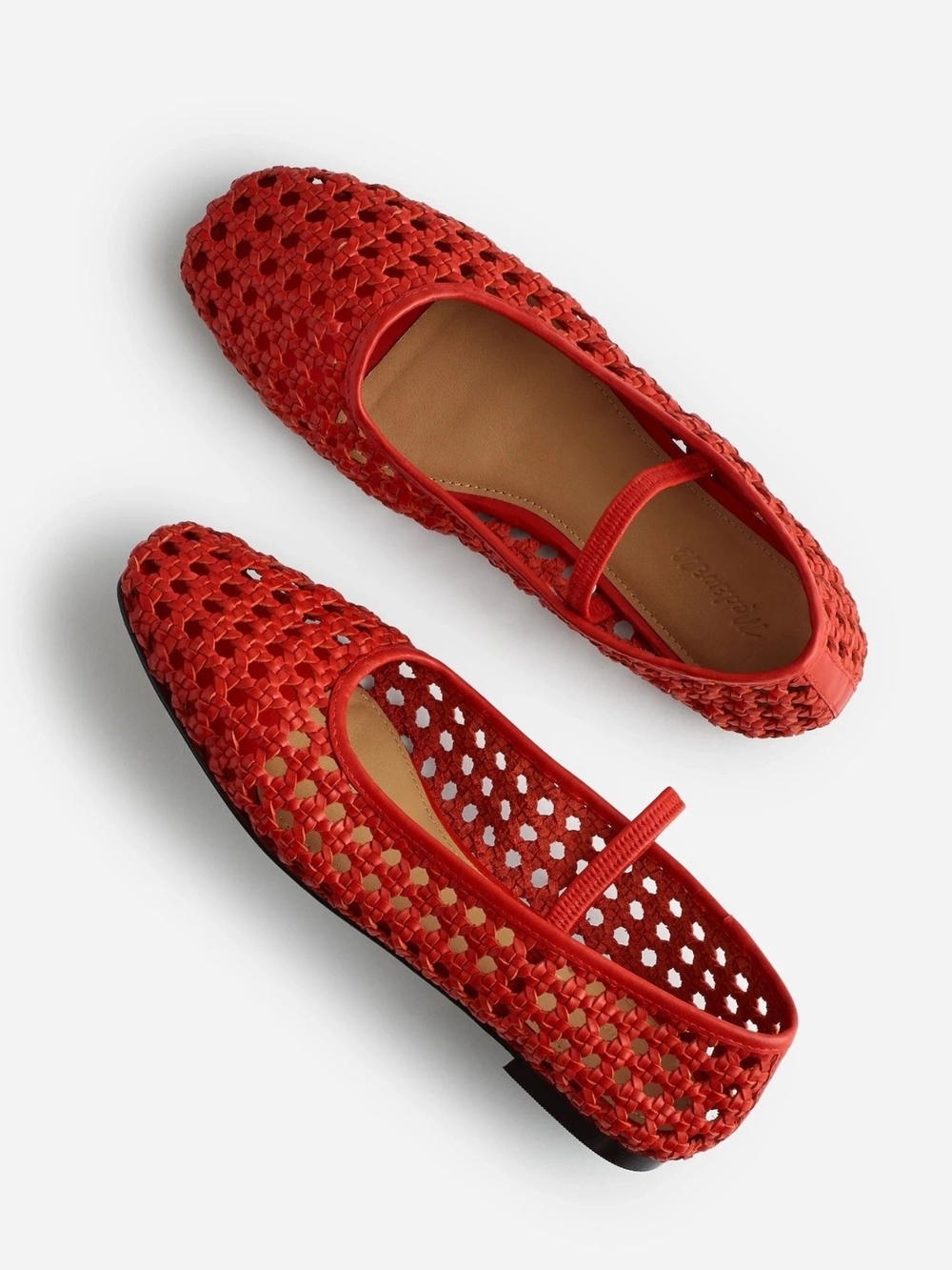 New! Madewell The Greta Ballet Flat Red Woven Leather in Southwestern Clay 5.5